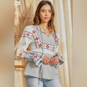 👜Boho Scandinavian Style Embroidered Long Sleeve Top